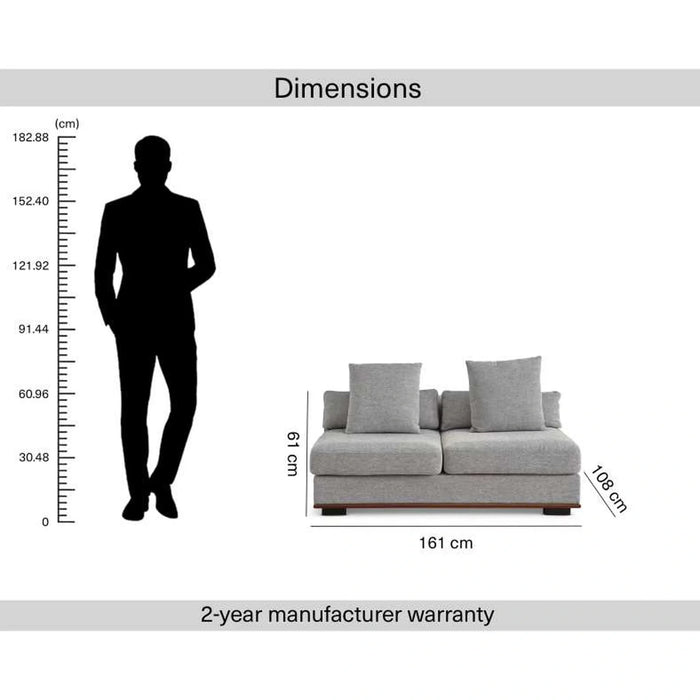 Monro 2 Seater Armless Sofa - Dark Grey