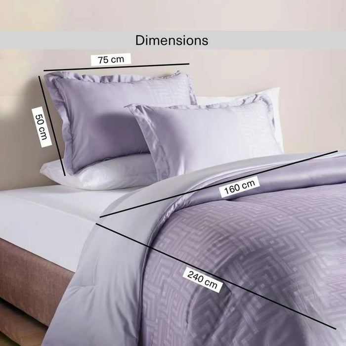 Monroe 3-Piece Tencel Printed Full Comforter Set 160X240Cm - Grey