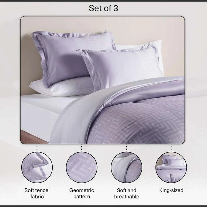Monroe 3-Piece Tencel Printed King Comforter Set 240X260Cm - Grey