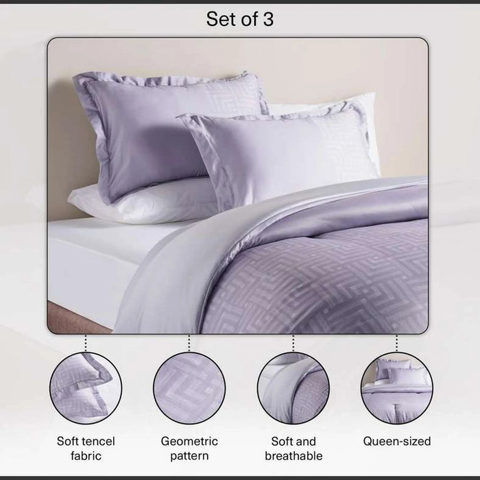 Monroe 3-Piece Tencel Printed Queen Comforter Set  200X240Cm - Grey