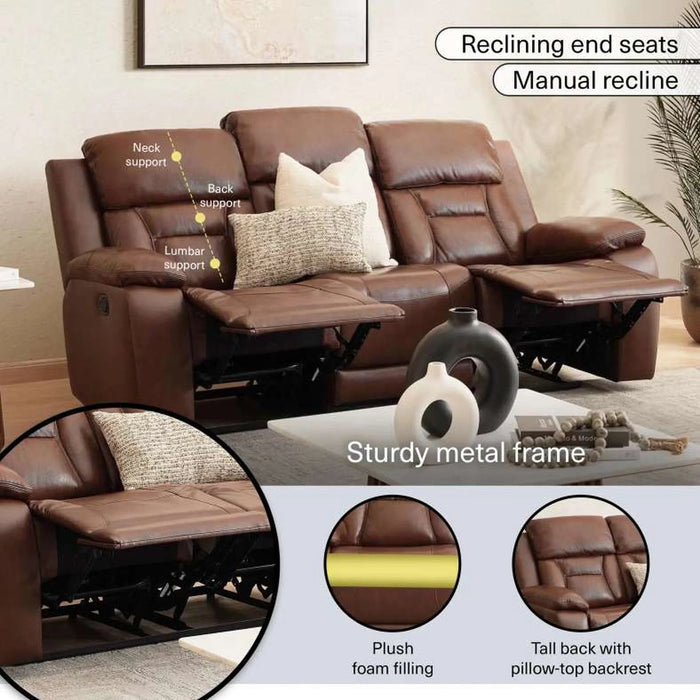 Mont 2 Seater Recliner - Brown
