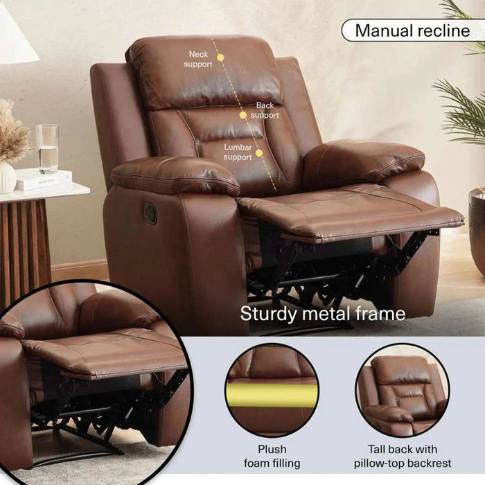 Mont Single Seater Recliner - Brown Pan Home