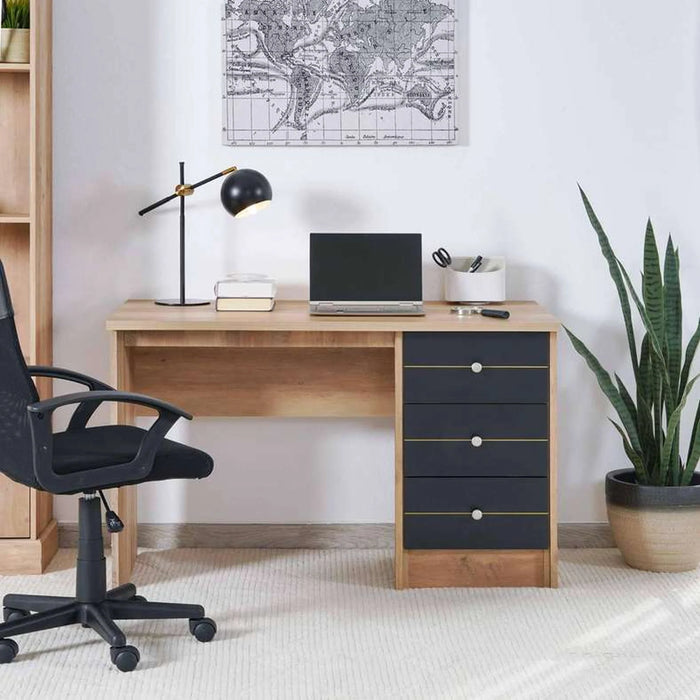 Moravia Office Desk With Pedestal -Natural Black
