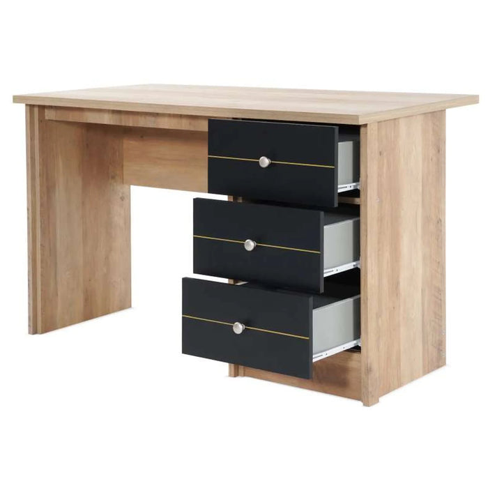 Moravia Office Desk With Pedestal -Natural Black