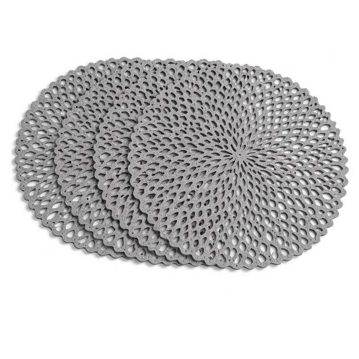 Mossra 4 Piece Lasercut Round Placemat Set 35X35Cm-Grey