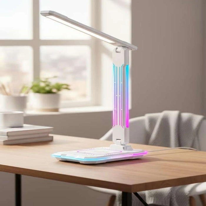 Mugen Multi Function Gaming Desk Lamp With Rgb Light & 10W Wireless Charging 12X18X41.4Cm - White