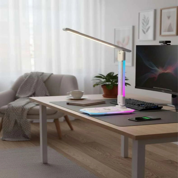Mugen Multi Function Gaming Desk Lamp With Rgb Light & 10W Wireless Charging 12X18X41.4Cm - White