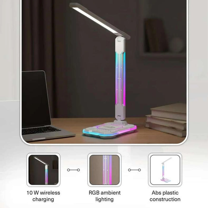 Mugen Multi Function Gaming Desk Lamp With Rgb Light & 10W Wireless Charging 12X18X41.4Cm - White
