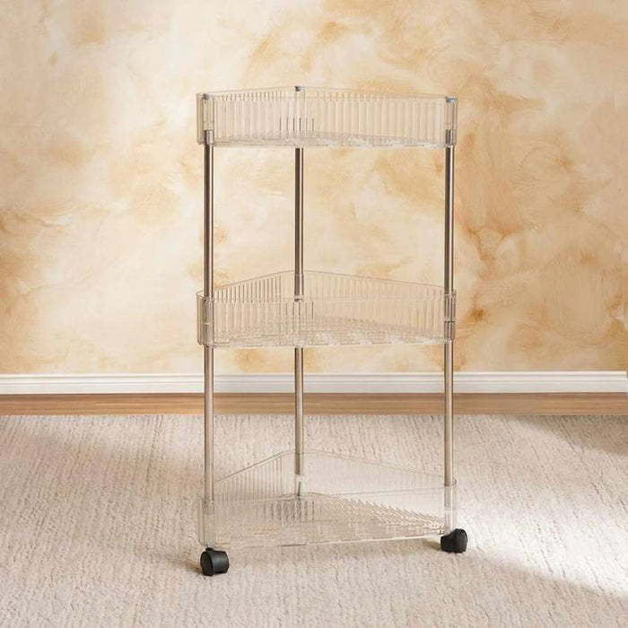 Multiutility Corner Storage Rack With Wheels-25.5X22X61.3 Cm-Clear