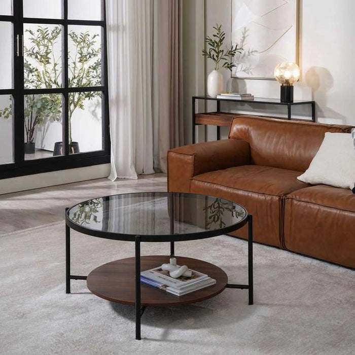 Murcell Coffee Table Round - Black Brown