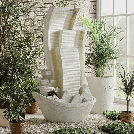 Mystique Polyresin Floor Fountain 77X23X128Cm - Beige Pan Home