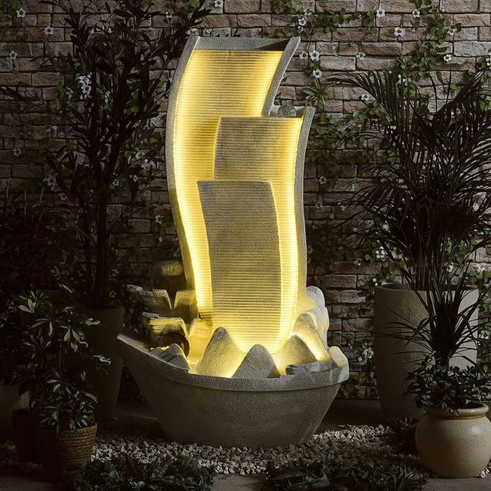 Mystique Polyresin Floor Fountain 77X23X128Cm - Beige Pan Home