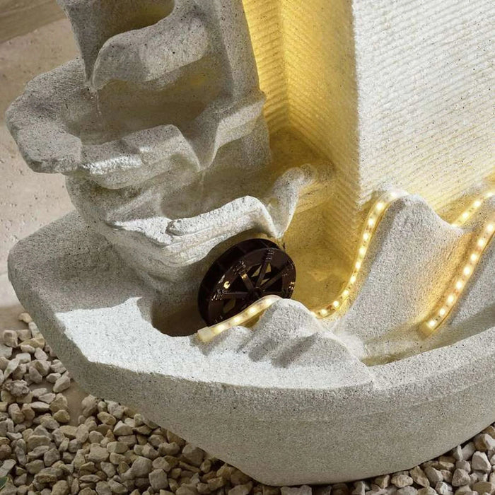 Mystique Polyresin Floor Fountain 77X23X128Cm - Beige Pan Home