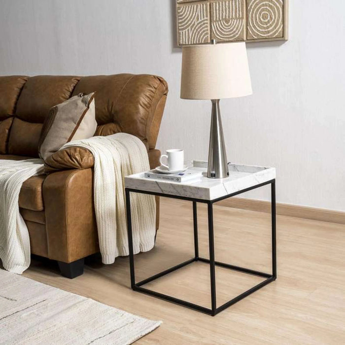 Nagoya End Table Marble - White Black
