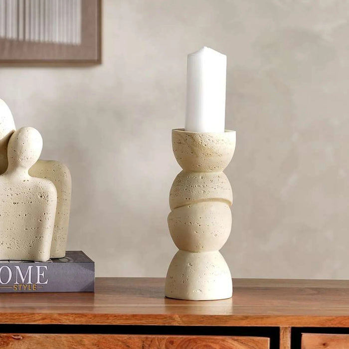 Naim Polyresin Candle Holder 10.5X10.5X25Cm - Beige