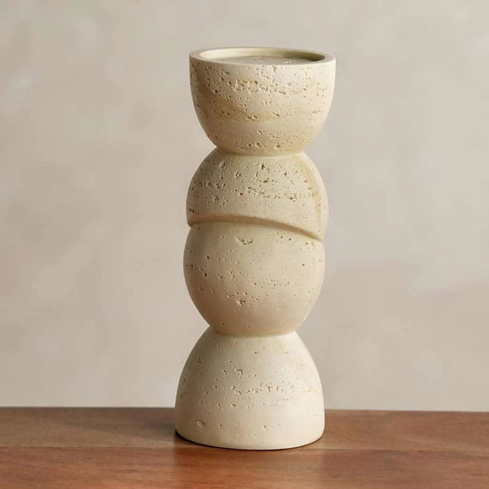 Naim Polyresin Candle Holder 10.5X10.5X25Cm - Beige