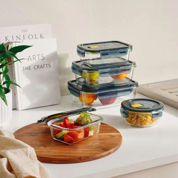 Nardo Borosilicate Glass Round Food Container 350Ml -Clear