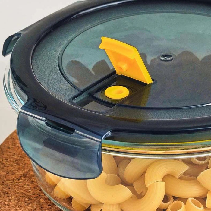 Nardo Borosilicate Glass Round Food Container 900Ml -Clear Pan Home