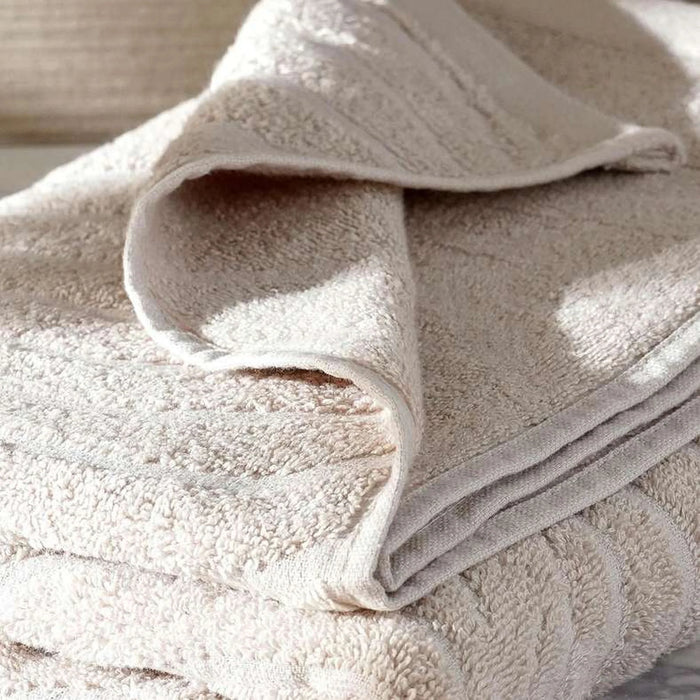 Nathan Wave 6 Piece Solid Dyed Jacquard Towel Set- Beige