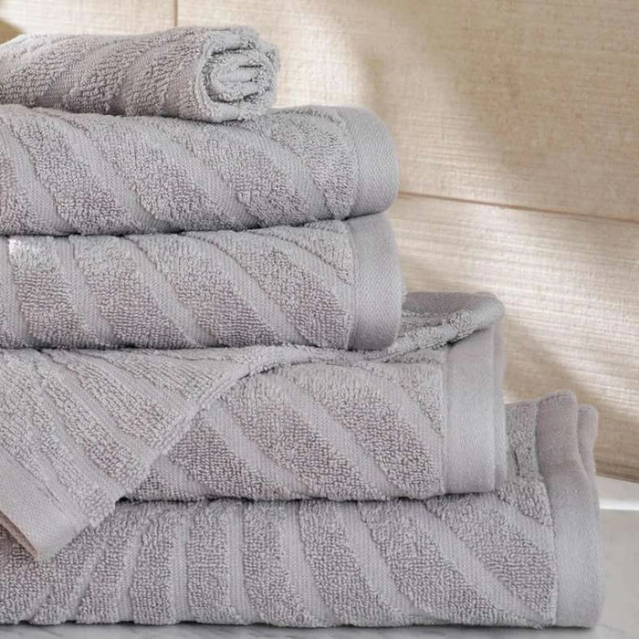 Nathan Wave 6 Piece Solid Dyed Jacquard Towel Set - Grey