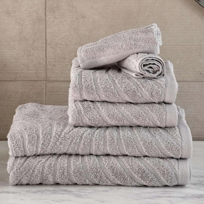 Nathan Wave 6 Piece Solid Dyed Jacquard Towel Set - Grey