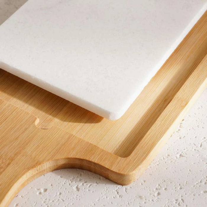 Natura 2-Piece Rectangular Serving Platter 50X20X2Cm -Natural & White