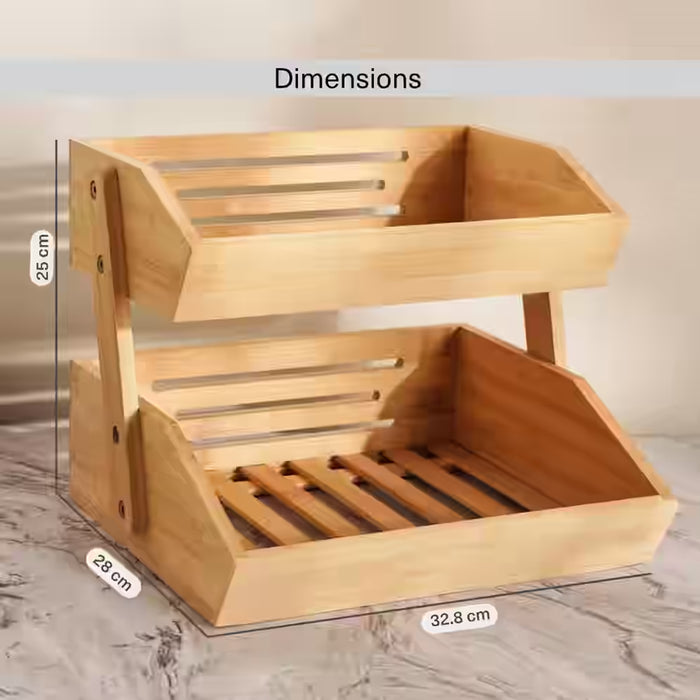 Natura 2-Tier Bamboo Kitchen Storage Rack 32.8X28X25Cm -Natural
