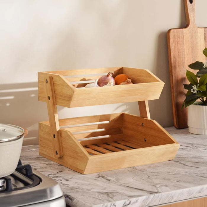 Natura 2-Tier Bamboo Kitchen Storage Rack 32.8X28X25Cm -Natural