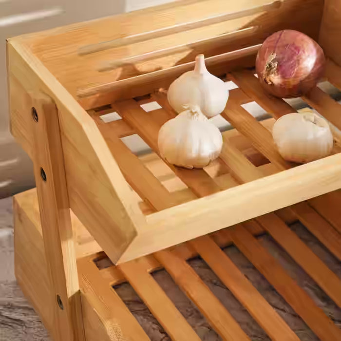 Natura 2-Tier Bamboo Kitchen Storage Rack 32.8X28X25Cm -Natural