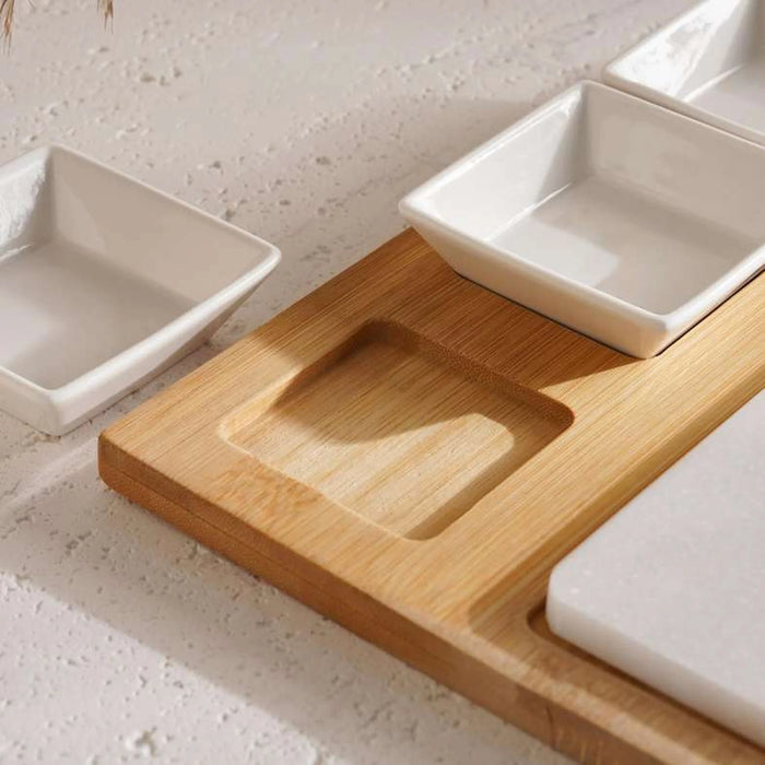 Natura 5-Piece Serving Set 28X28X3.5Cm -Natural & White