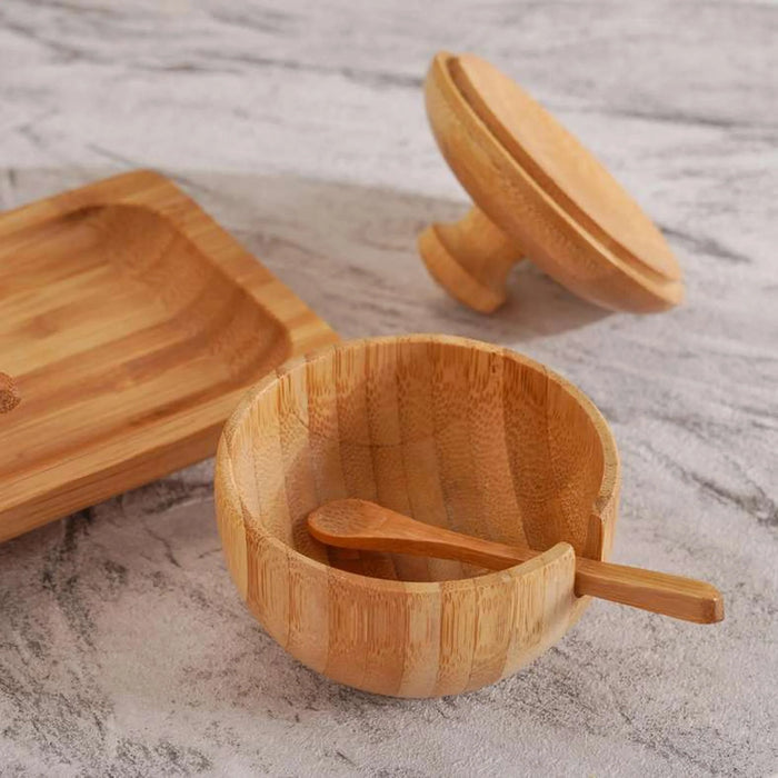 Natura 6-Piece Bamboo Condiment Serving Set With Tray 25.3X8.8X10Cm -Natural