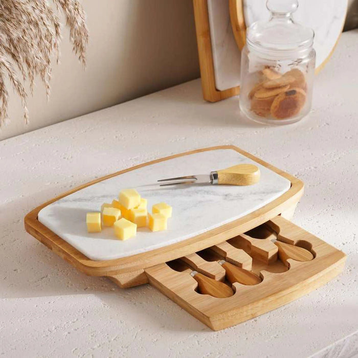 Natura 6-Piece Cheese Serving Set 32X19X5Cm -Natural & White