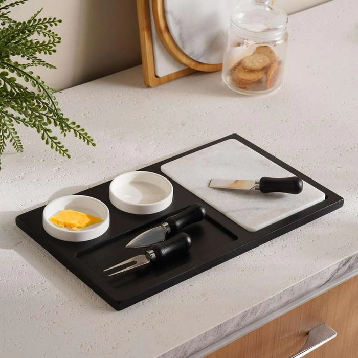 Natura 7-Piece Cheese Serving Set 40X23X3Cm -Black & White