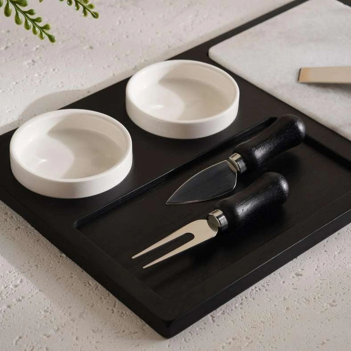 Natura 7-Piece Cheese Serving Set 40X23X3Cm -Black & White