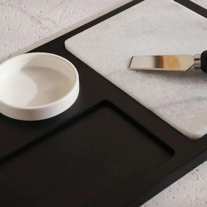 Natura 7-Piece Cheese Serving Set 40X23X3Cm -Black & White