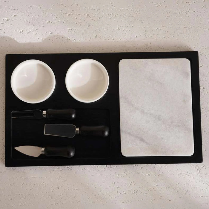 Natura 7-Piece Cheese Serving Set 40X23X3Cm -Black & White