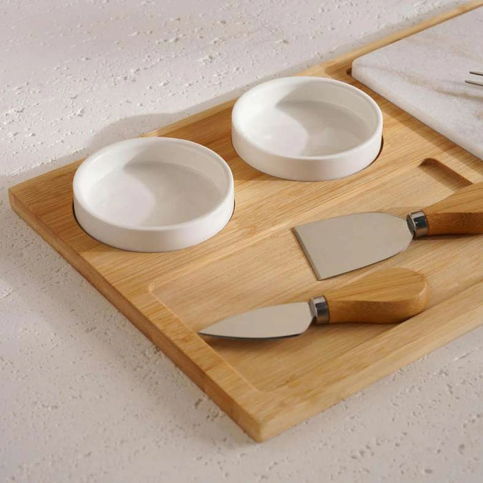 Natura 7-Piece Cheese Serving Set 40X23X3Cm -Natural & White