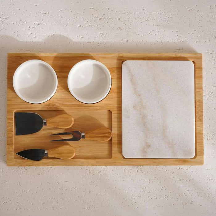 Natura 7-Piece Cheese Serving Set 40X23X3Cm -Natural & White