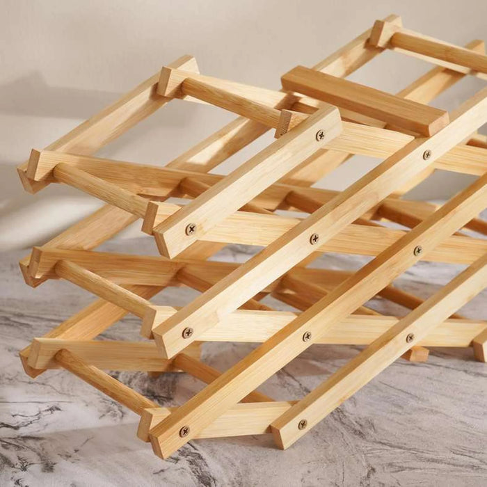 Natura Bamboo 10-Bottle Foldable Holder Rack 50X15X37Cm -Natural