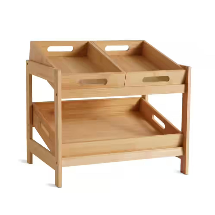 Natura Bamboo 3-Piece Kitchen Basket With Stand - Natural