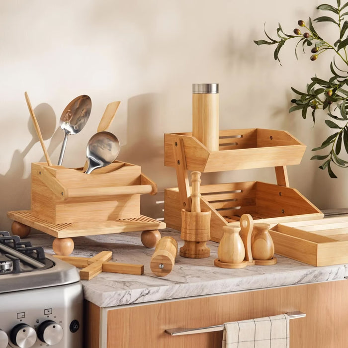 Natura Bamboo 5 Compartment Cutlery Organizer 36X25X5Cm -Natural