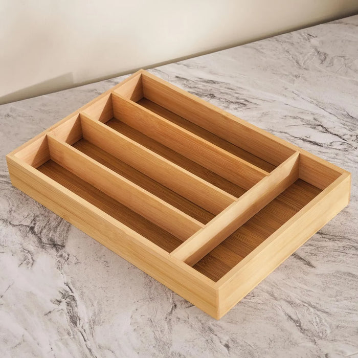 Natura Bamboo 5 Compartment Cutlery Organizer 36X25X5Cm -Natural