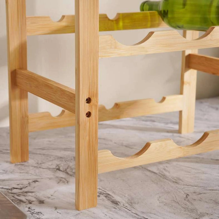 Natura Bamboo 6-Bottle Rack Stand With Stemware Holder 40X25X47Cm -Natural