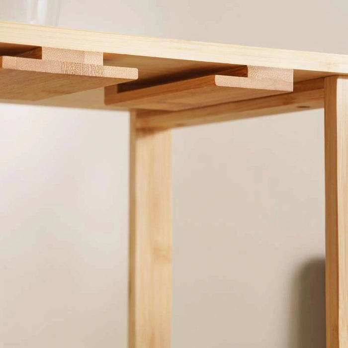 Natura Bamboo 6-Bottle Rack Stand With Stemware Holder 40X25X47Cm -Natural