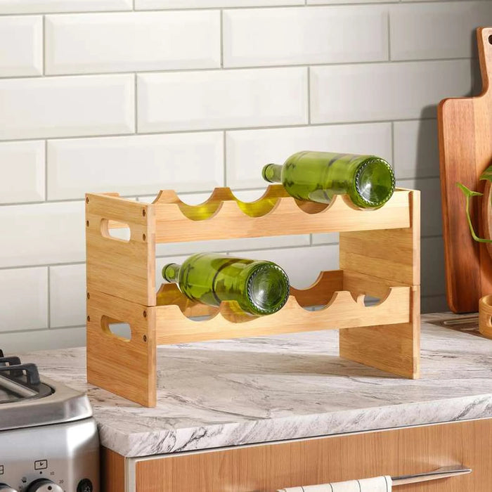 Natura Bamboo 8-Bottle Holder Rack 41X20X26Cm -Natural