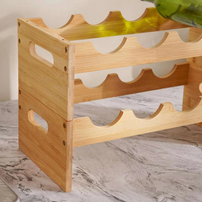 Natura Bamboo 8-Bottle Holder Rack 41X20X26Cm -Natural