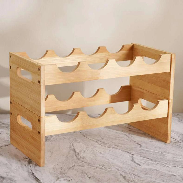 Natura Bamboo 8-Bottle Holder Rack 41X20X26Cm -Natural