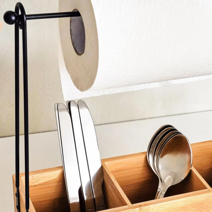 Natura Bamboo Caddy With Kitchen Roll Holder 32X10X30Cm - Natural