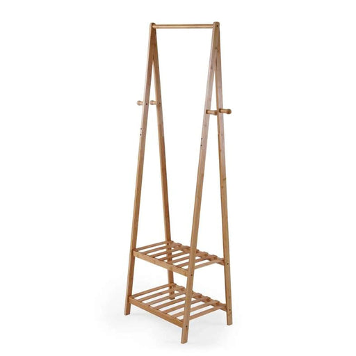 Natura Bamboo Cloth Rack With 2-Tier Storage Shelves 45X35.5X149Cm - Natural Pan Home
