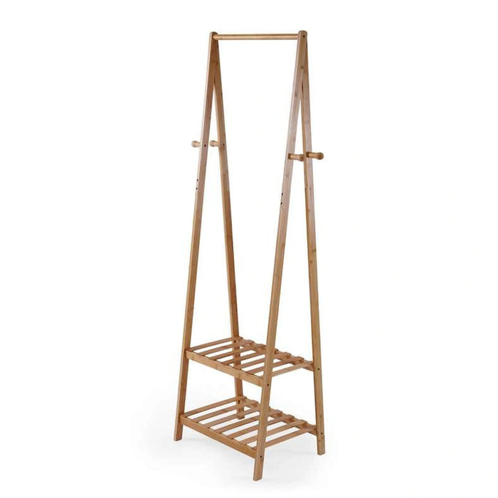 Natura Bamboo Cloth Rack With 2-Tier Storage Shelves 45X35.5X149Cm - Natural Pan Home